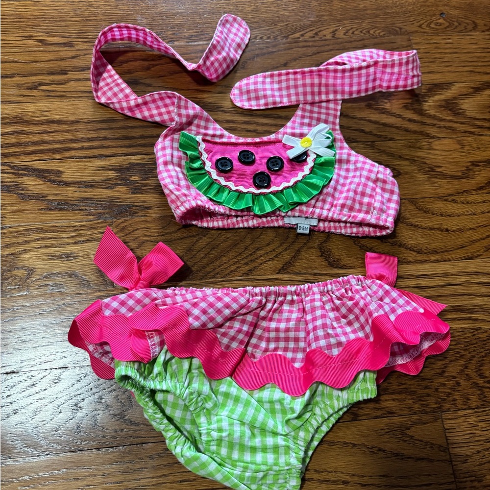 Pink and Green Gingham Bikini Set